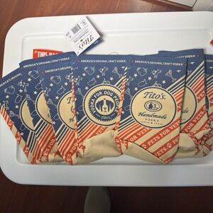 Tito's Handmade Vodka Canvas 750ml 10" Bottle Drawstring Bag USA Lot of 7 Bags